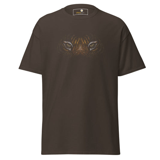 Men’s classic t-shirt - WILD LIFE TIGER EYES - REGULAR - Dark Chocolate / S