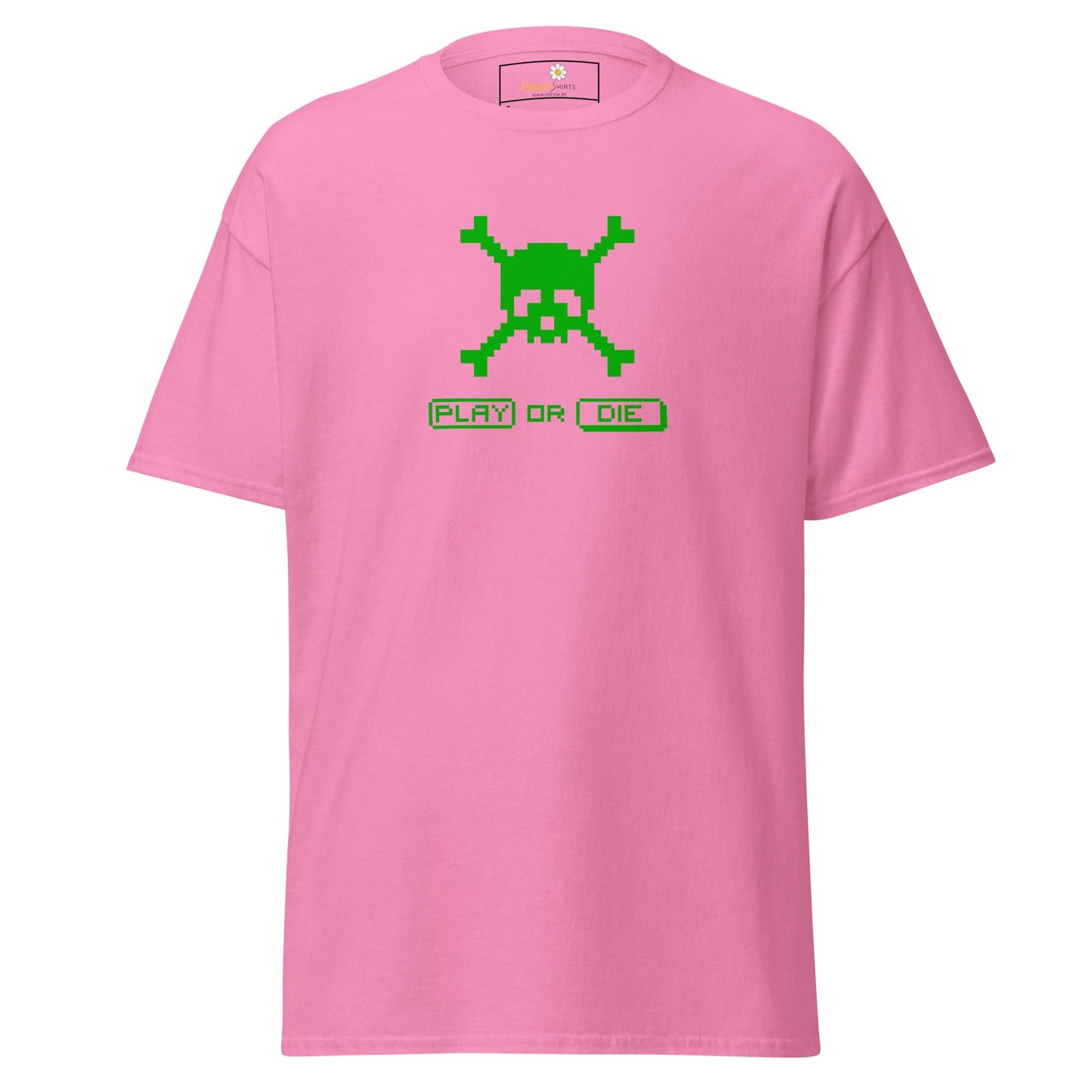 Unisex classic t-shirt - SKULL PLAY OR DIE - REGULAR - Azalea / S