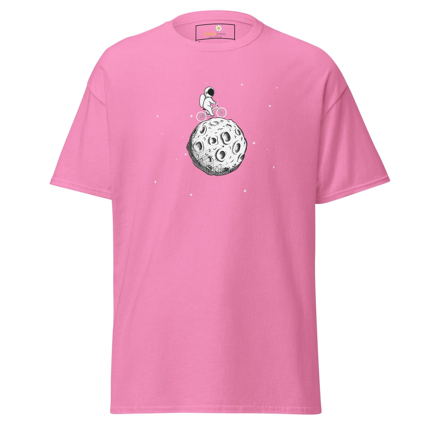 Unisex classic t-shirt - ASTRONAUT RIDING BIKE MOON - REGULAR - Azalea / S