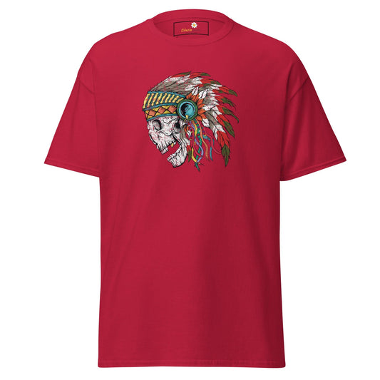 Unisex classic t-shirt - SKULL NATIVE INDIAN - REGULAR - Cardinal / S