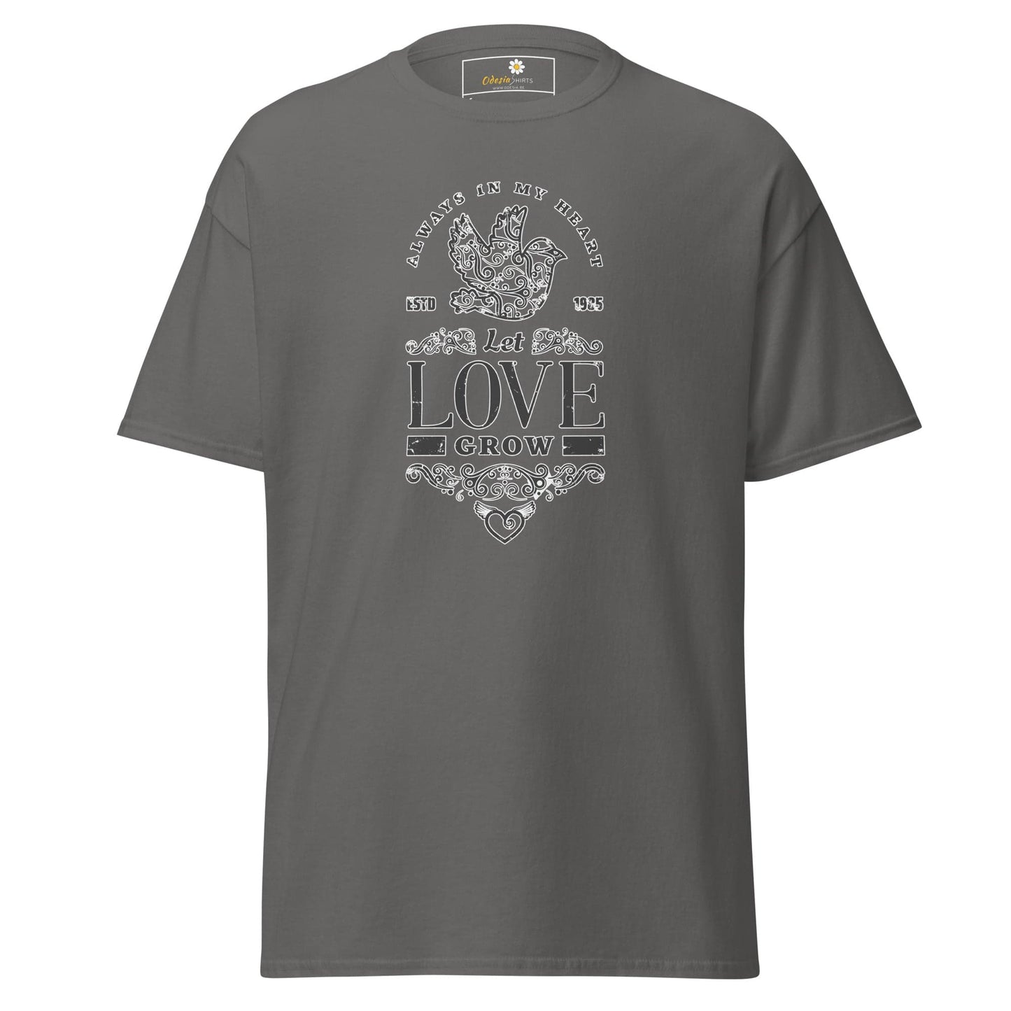 Unisex classic tee - POSITIVE LET LOVE GROW - REGULAR - Charcoal / S