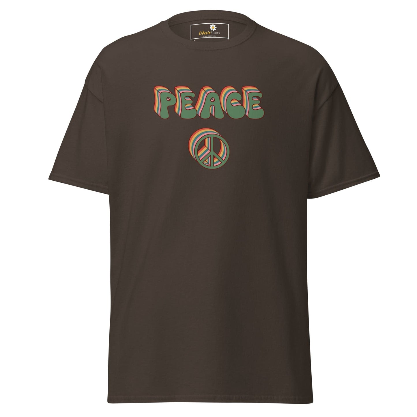 Unisex classic t-shirt - TEXT PEACE - REGULAR - Dark Chocolate / S