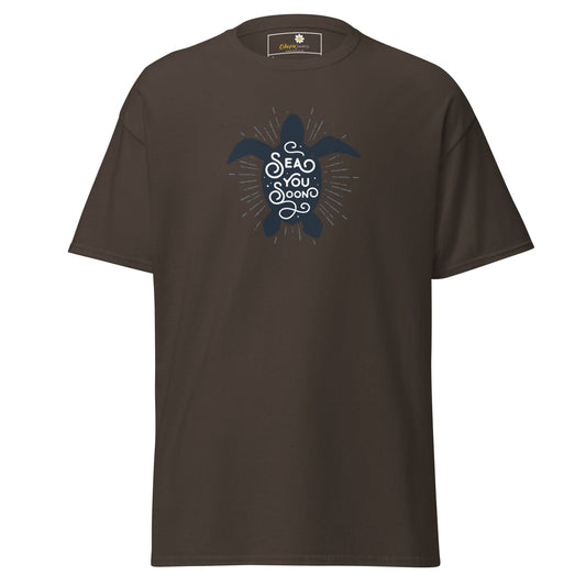 Unisex classic t-shirt - WILD LIFE TORTOISE SEE YOU - REGULAR - Dark Chocolate / S