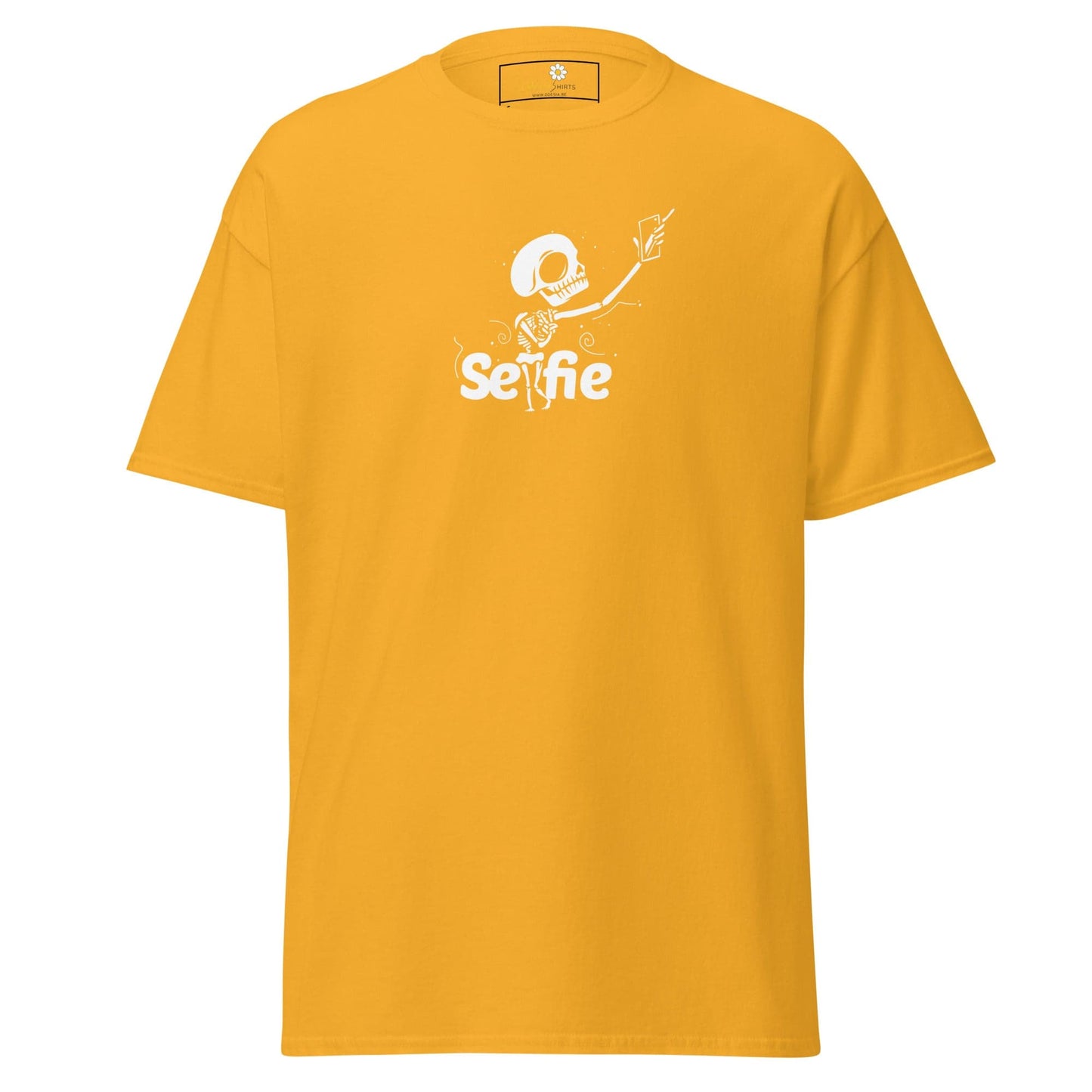 Unisex classic t-shirt - SKULL SELFIE - REGULAR - Gold / S