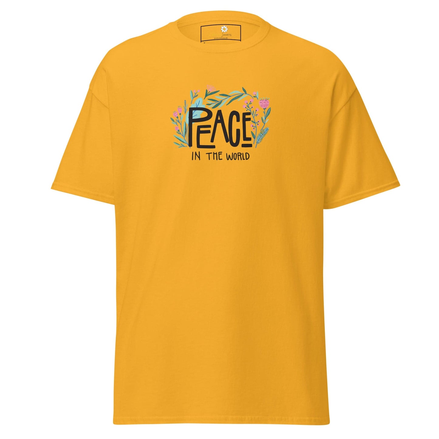 Unisex classic tee - POSITIVE TEXT PEACE IN THE WORLD - REGULAR - Gold / S