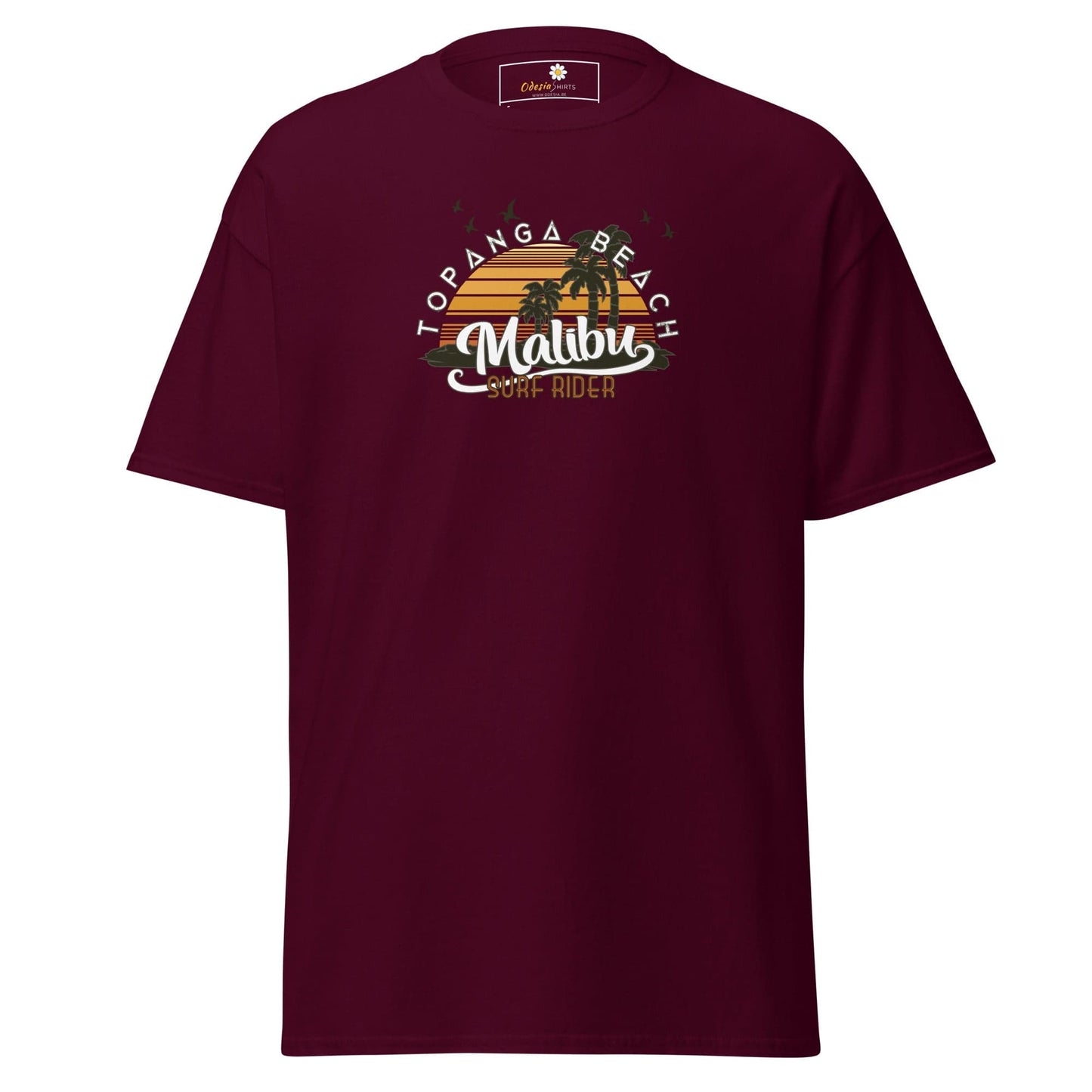Unisex classic t-shirt - SUMMER MALIBU SURF RIDER - REGULAR - Maroon / S