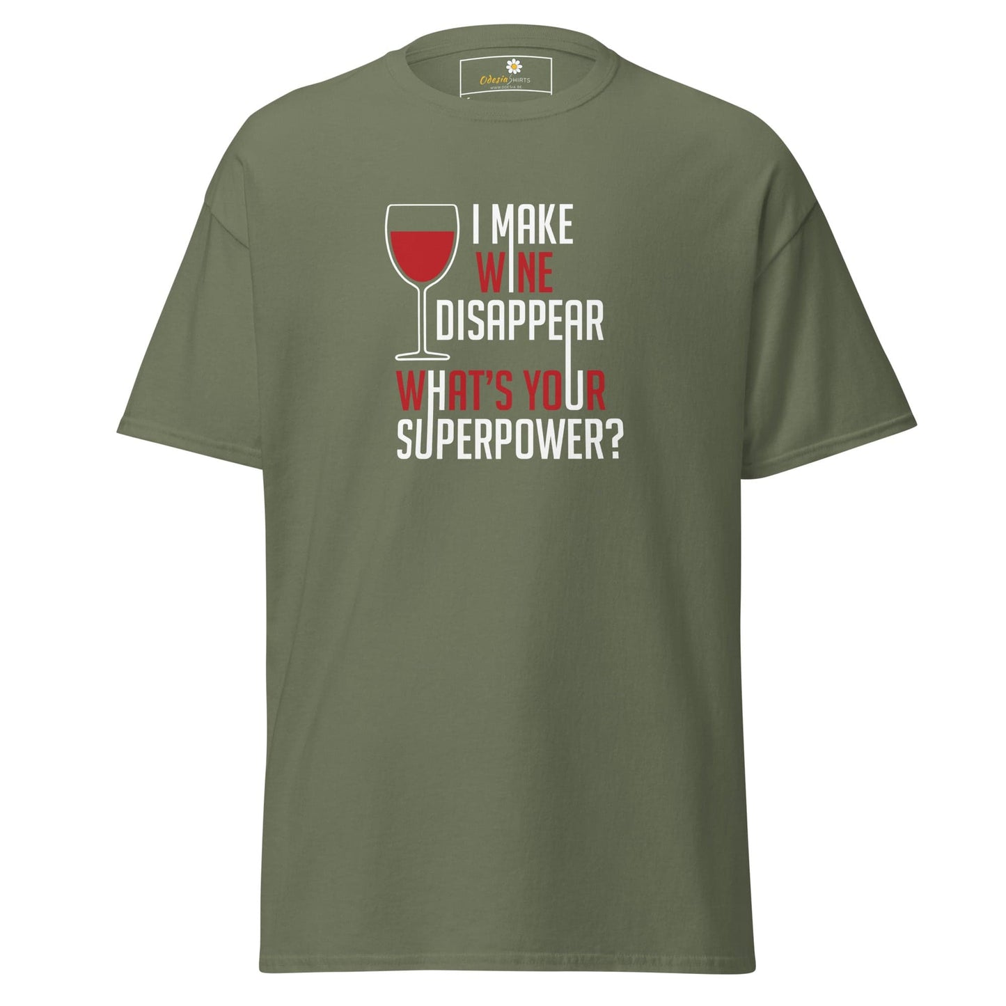 Unisex classic t-shirt - FUN WINE DISSAPEAR - REGULAR - Military Green / S
