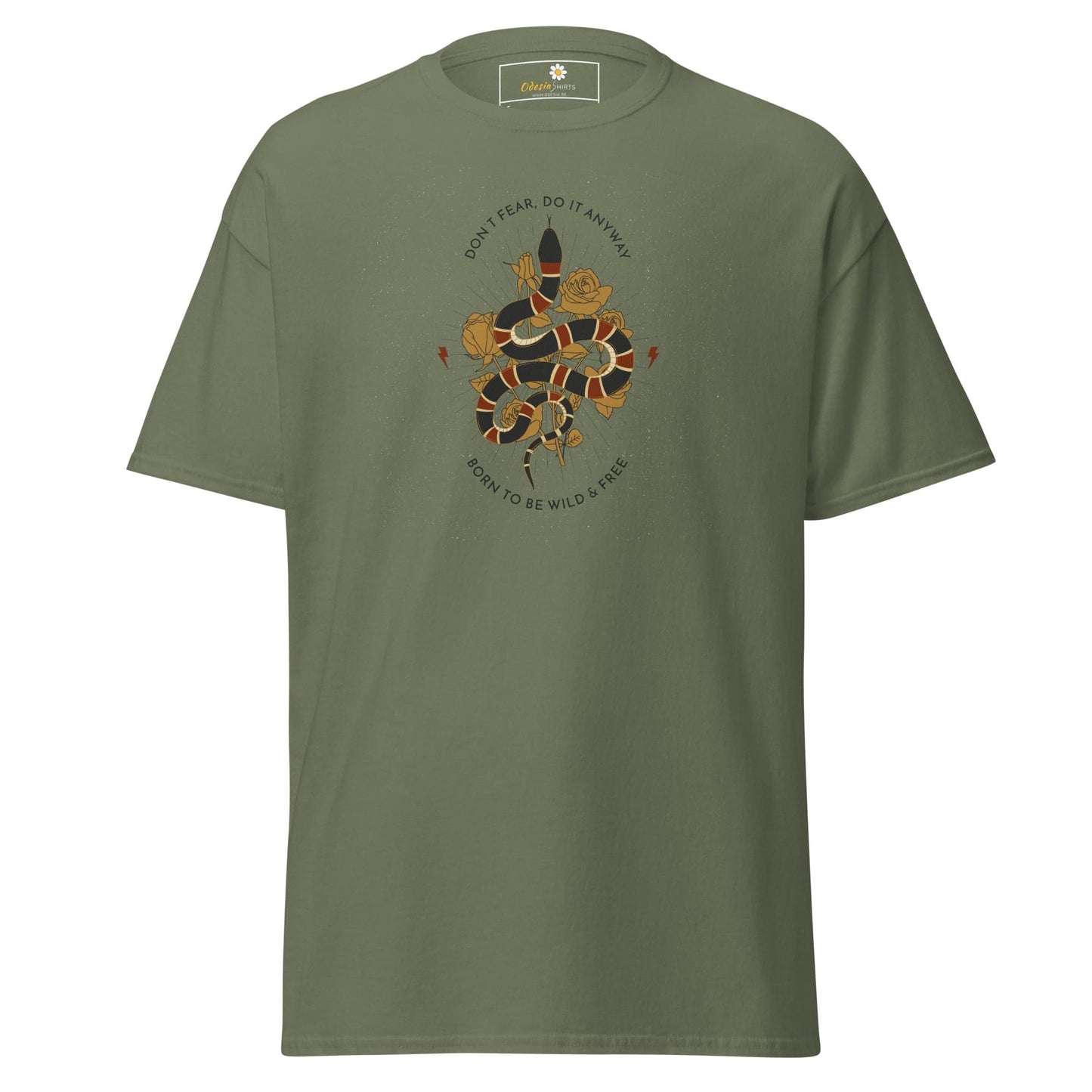 Unisex classic t-shirt - SNAKE TO BE WILD - REGULAR - Military Green / S
