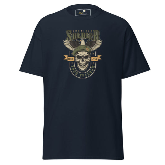 Unisex classic tee - SKULL VINTAGE AMERICAN SOLDIERS - REGULAR - Navy / S
