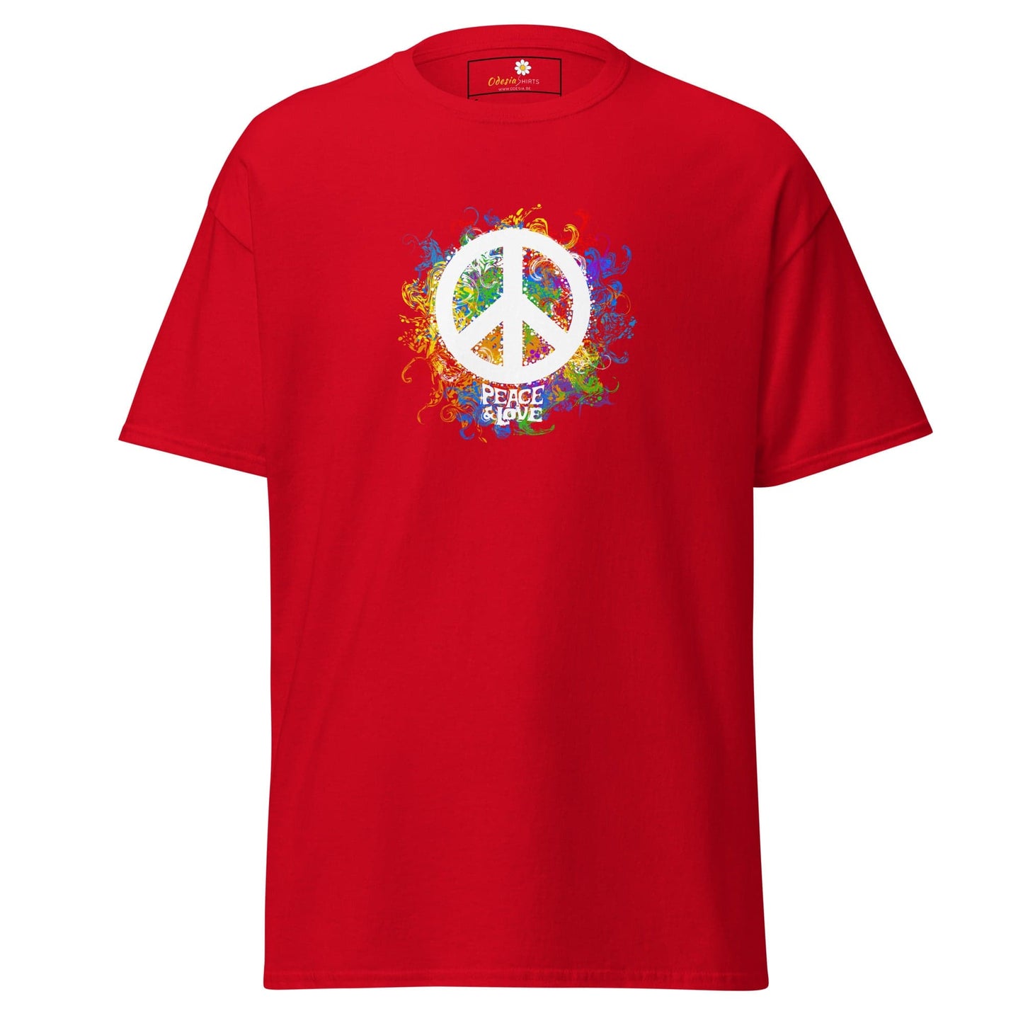 Unisex classic tee - POSITIVE PEACE AND LOVE - REGULAR - Red / S