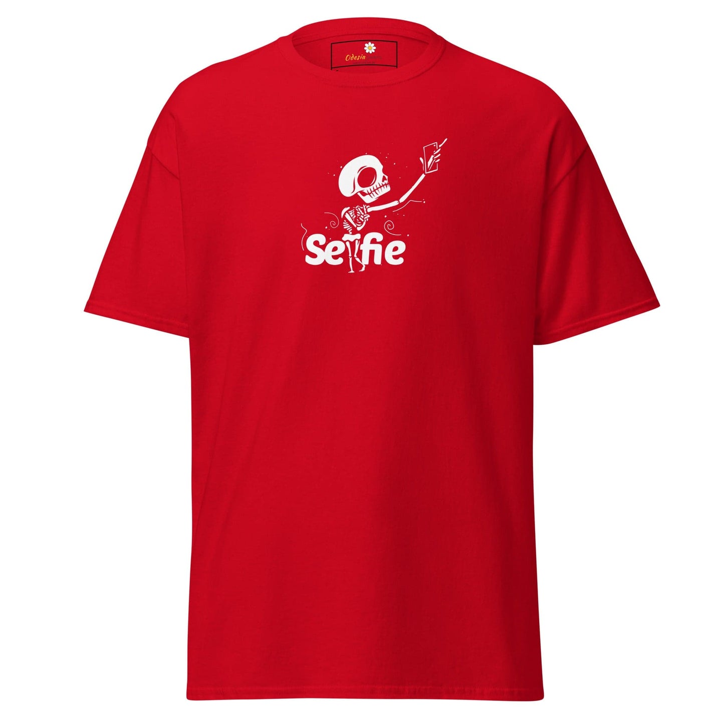 Unisex classic t-shirt - SKULL SELFIE - REGULAR - Red / S