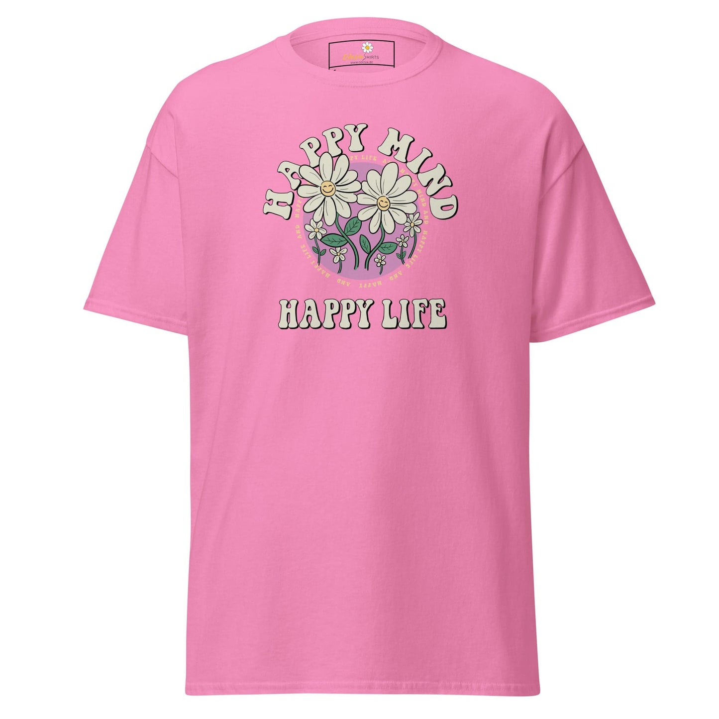 Unisex classic t-shirt - POSITIVE HAPPY MIND LIFE - REGULAR - Azalea / S