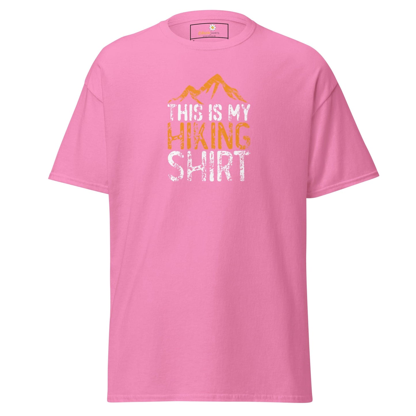 Pink hiking graphic T-shirt for men and women in various sizes S to XL