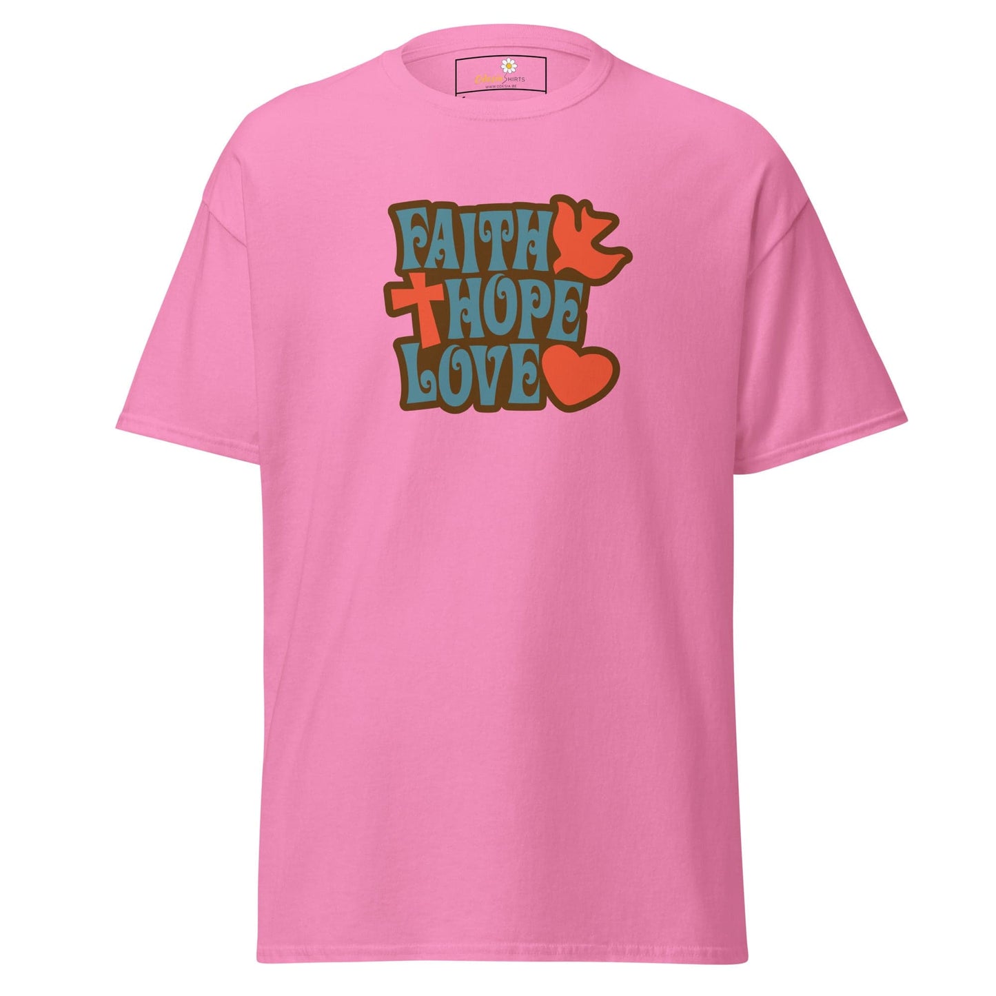 Unisex classic t-shirt - SPIRITUAL FAITH HOPE LOVE - REGULAR - Azalea / S