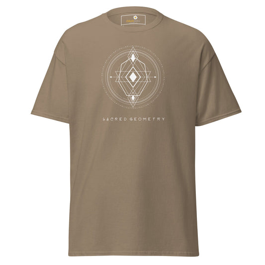 Taupe T-shirt with geometric design for Men and Women in sizes S to XL