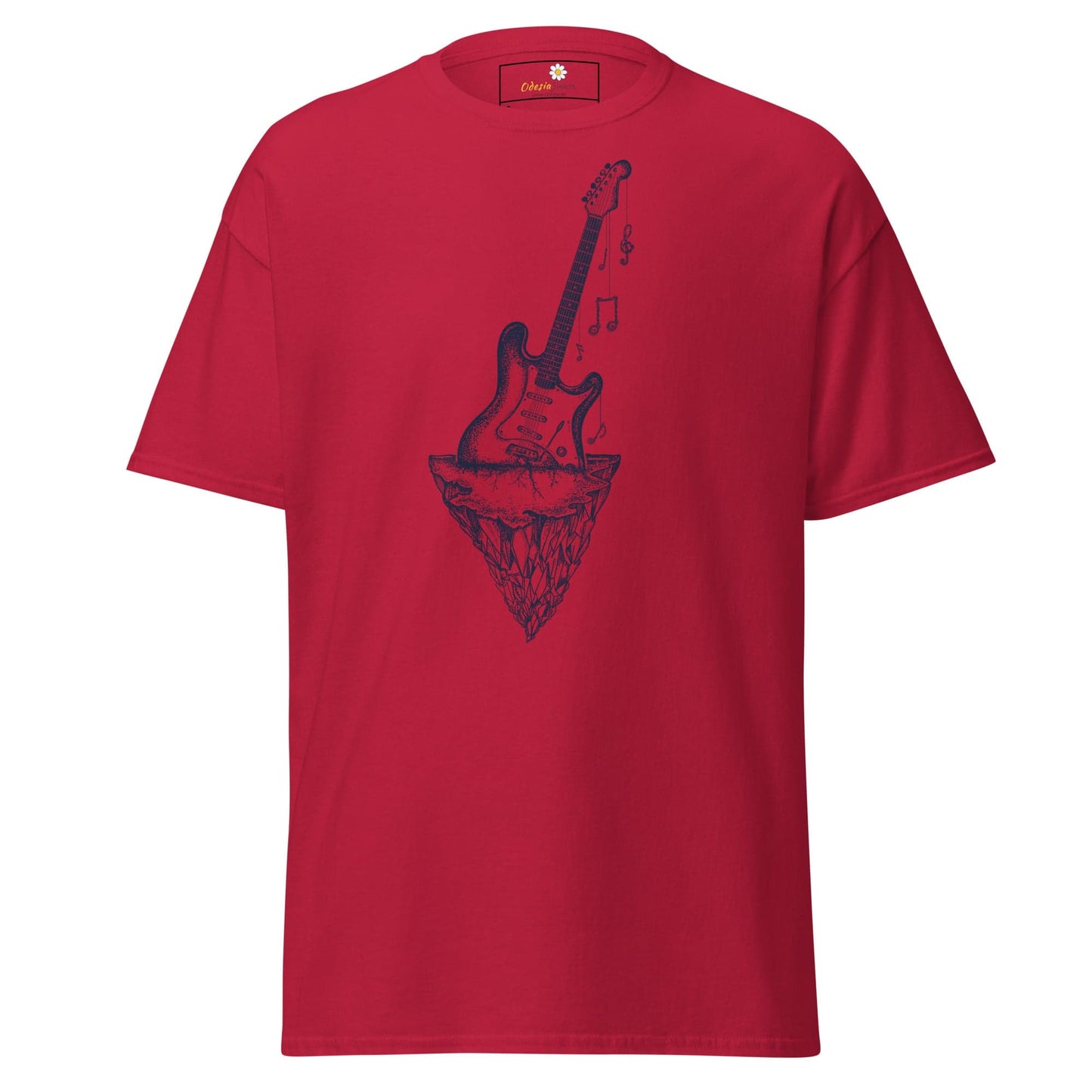 Red T-shirt with guitar graphic for MAN and WOMAN in S to XL sizes