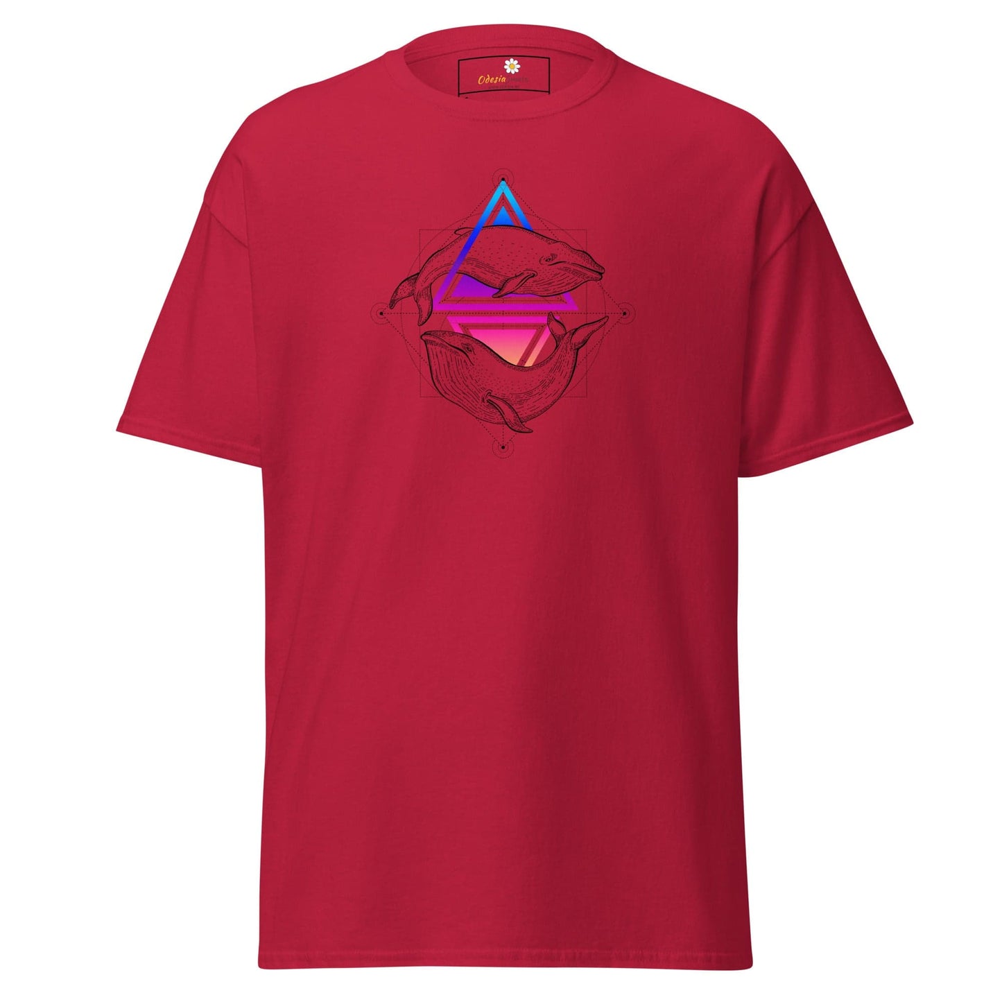 Red T-shirt with whale design displayed in T-SHIRT DESIGN TEE for men and women S-XL