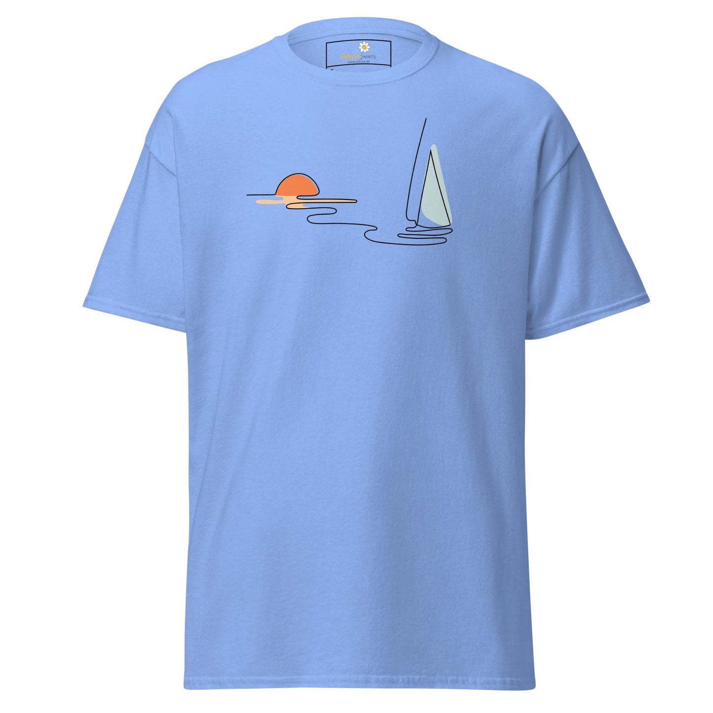Unisex classic t-shirt - DRAWING LINE SUNSET BOAT - REGULAR - Carolina Blue / S