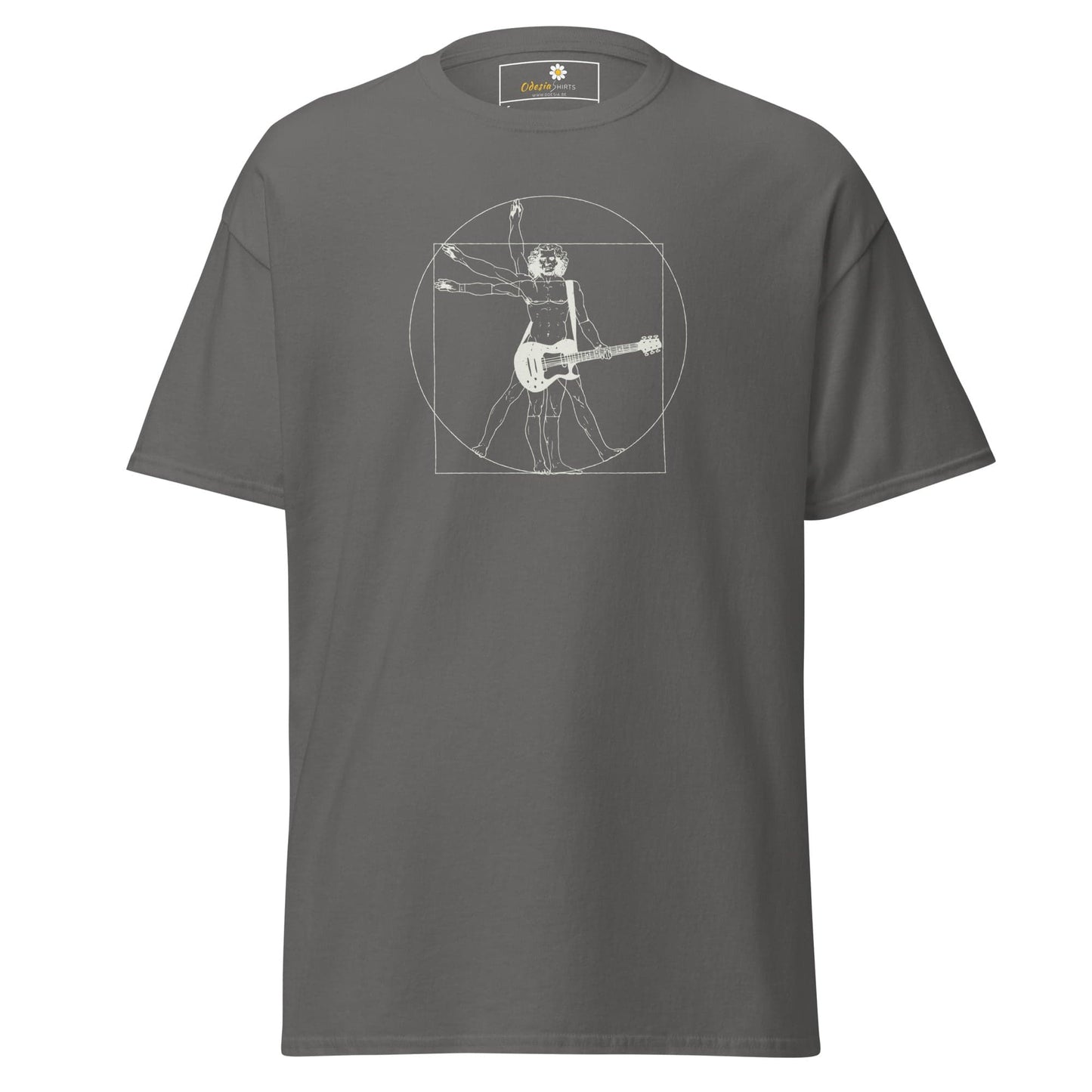 Gray T-shirt with graphic design, suitable for men and women, available in sizes S to XL