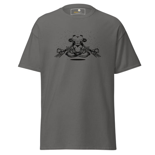 Gray T-shirt with monkey graphic for men and women in size S to XL
