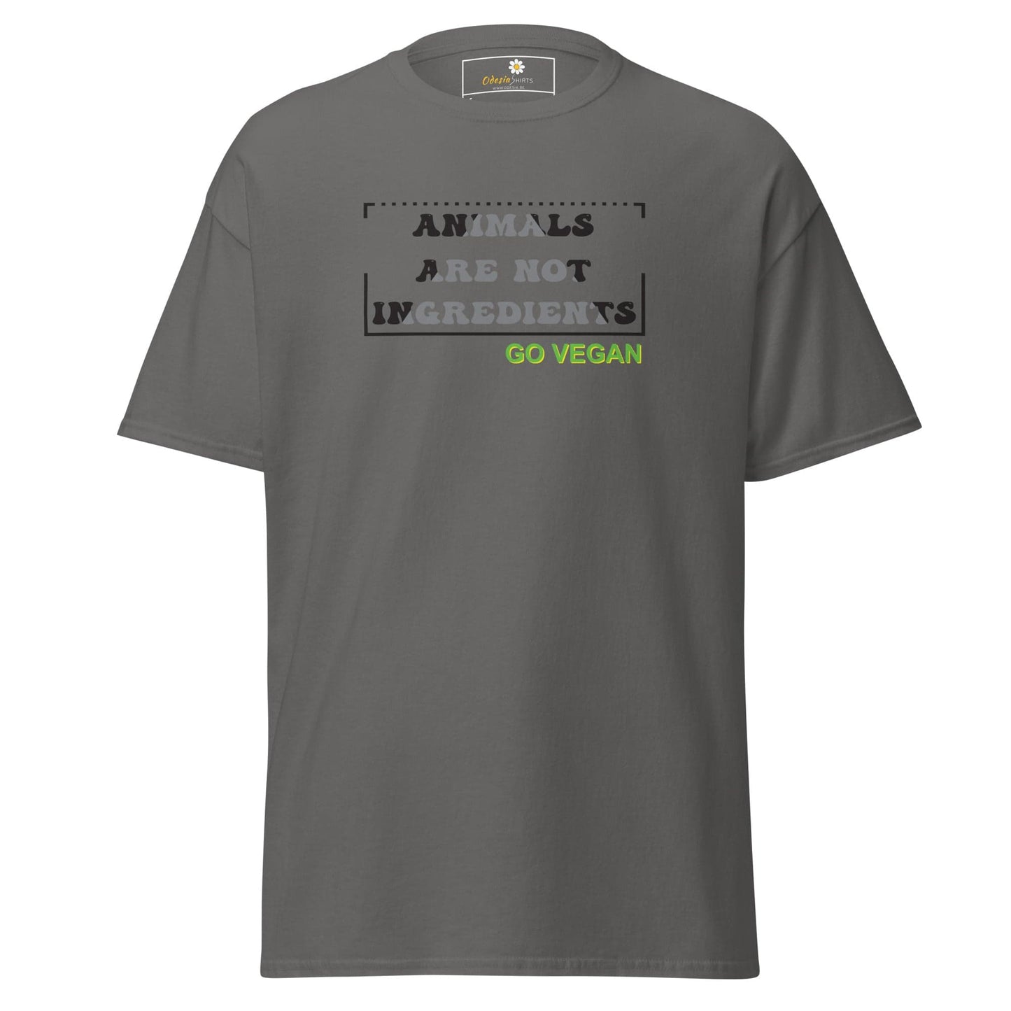Unisex classic t-shirt - VEGAN ANIMALS NO INGREDIENTS - REGULAR - Charcoal / S