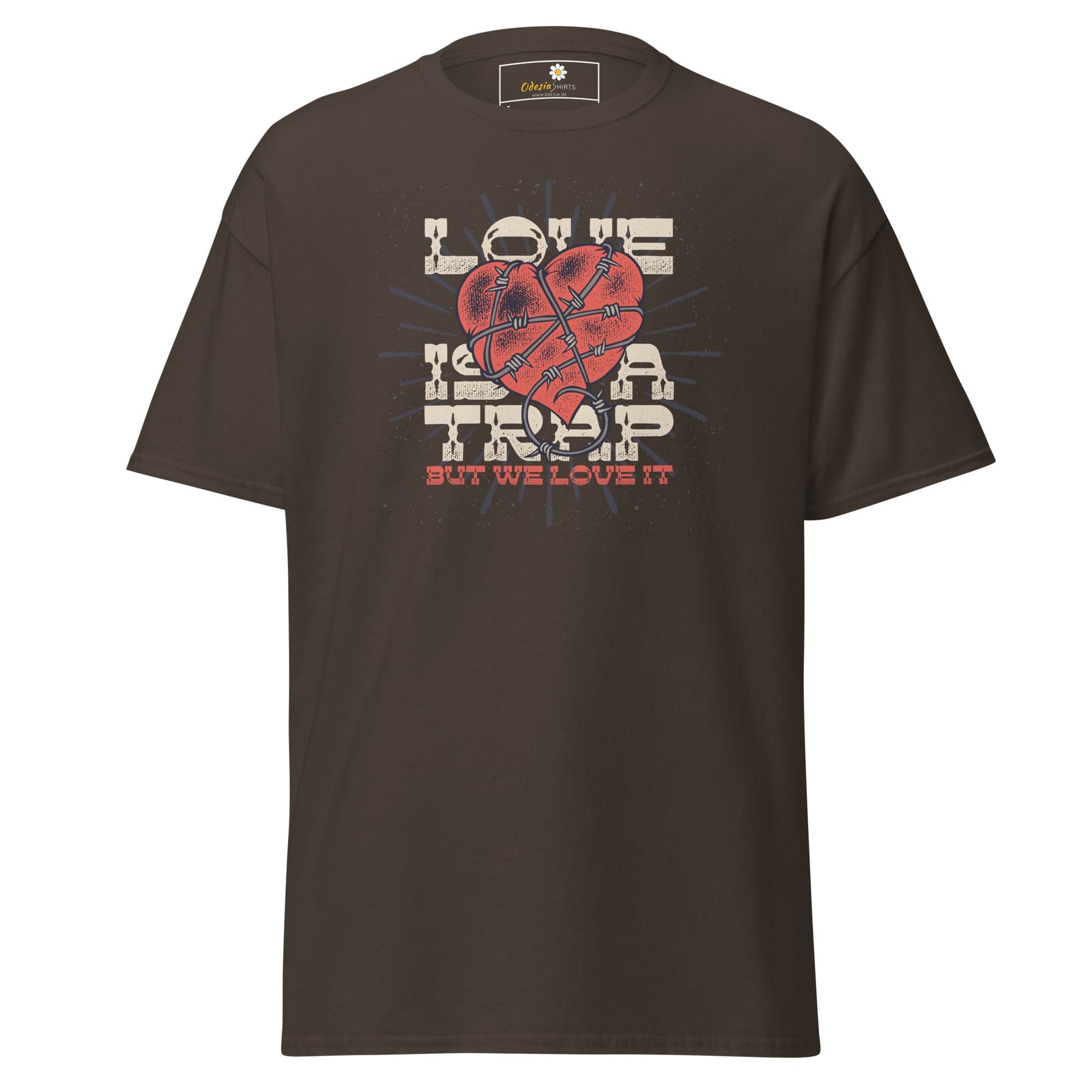Unisex classic t-shirt - VINTAGE LOVE IS A TRAP - REGULAR - Dark Chocolate / S