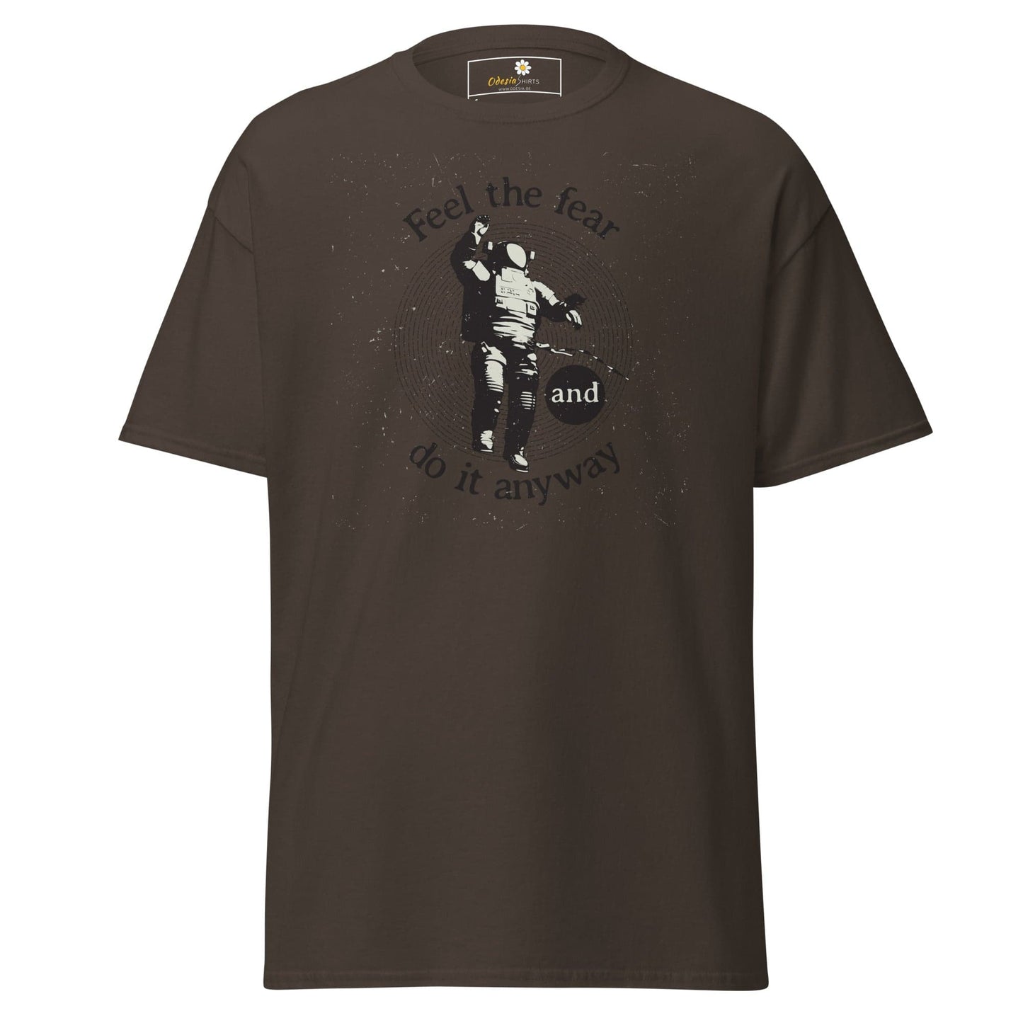 Unisex classic t-shirt - SPACE ASTRONAUT FEEL DO IT ANYWAY - REGULAR - Dark Chocolate / S
