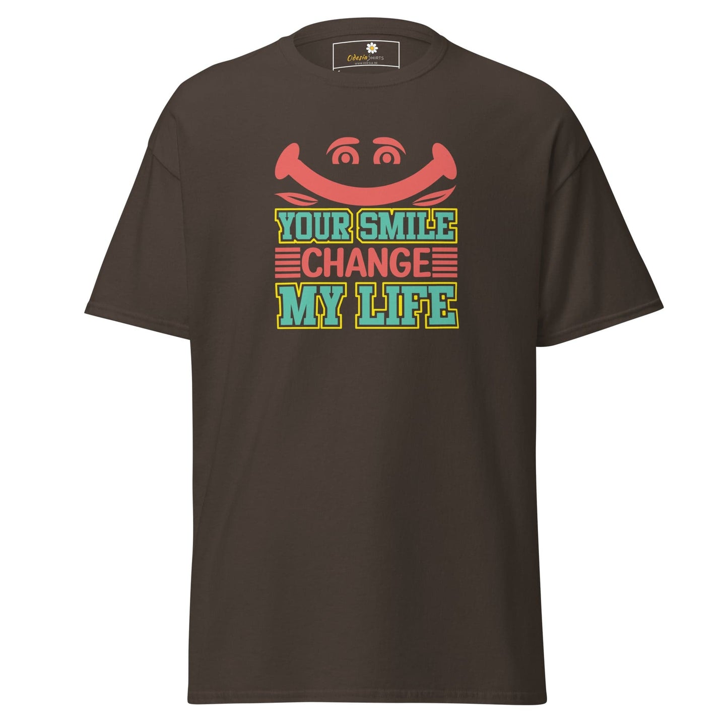 Unisex classic t-shirt - TEXT YOUR SMILE CHANGE - REGULAR - Dark Chocolate / S