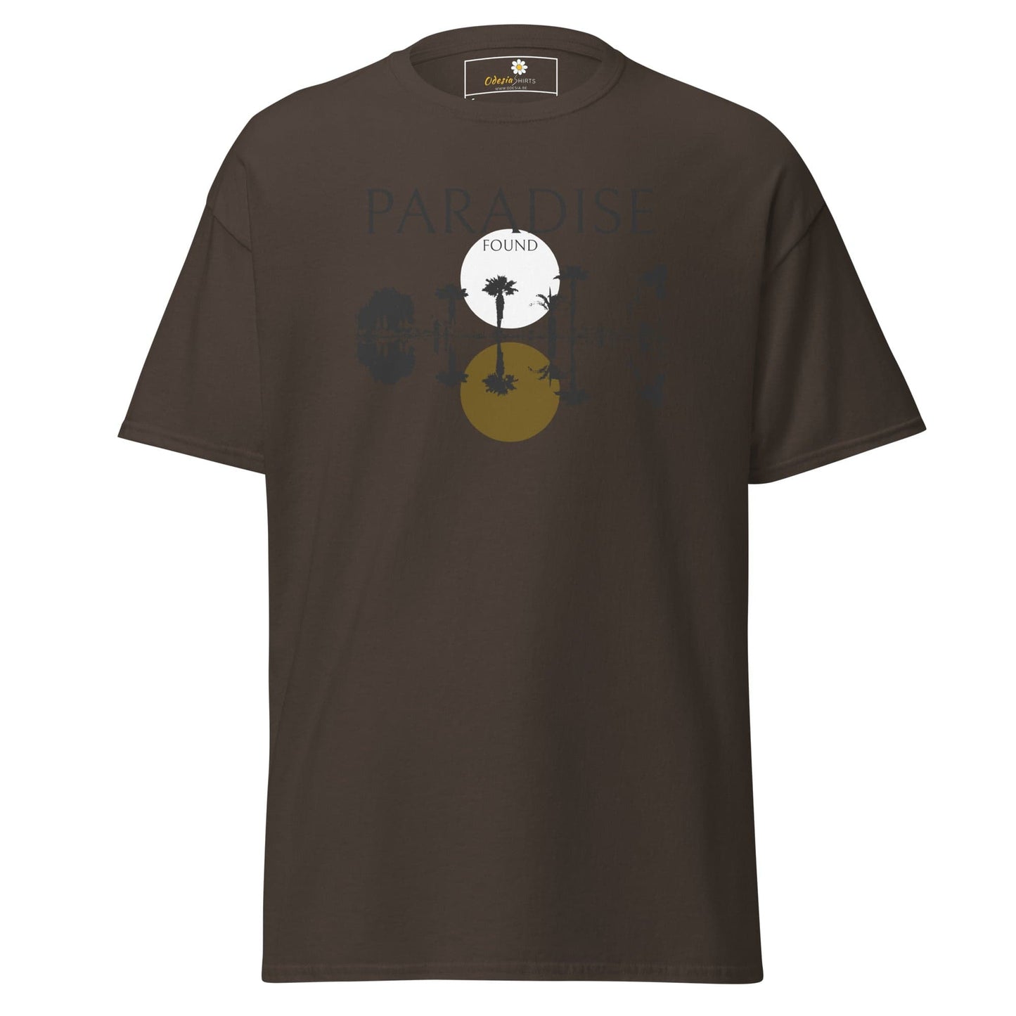 Brown T-shirt with circular graphic, suitable for Men and Women, available in S to XL