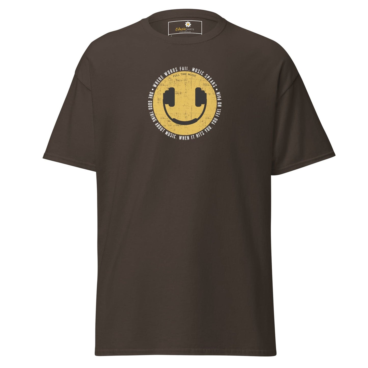 Brown T-shirt with smiley face graphic from T-SHIRT DESIGN TEE for Men and Women
