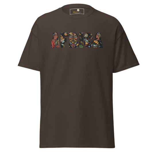 Brown T-shirt with AFRICA graphic for men and women in sizes S to XL
