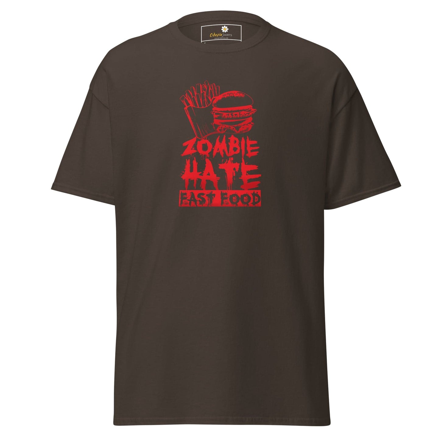 Unisex classic t-shirt - SPOOKIE ZOMBIE HATE FASTFOOD - REGULAR - Dark Chocolate / S