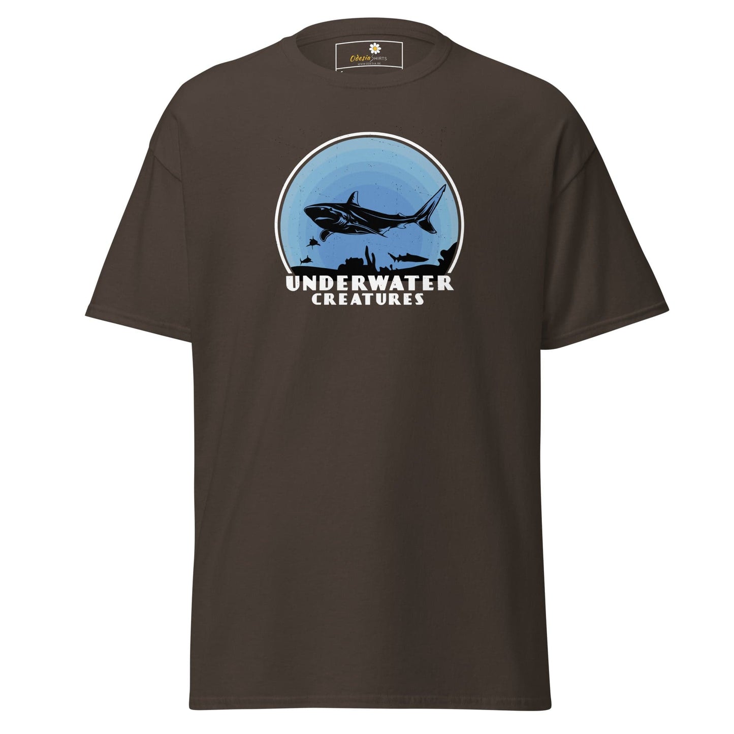 Unisex classic t-shirt - WILD LIFE SHARK UNDERWATER - REGULAR - Dark Chocolate / S