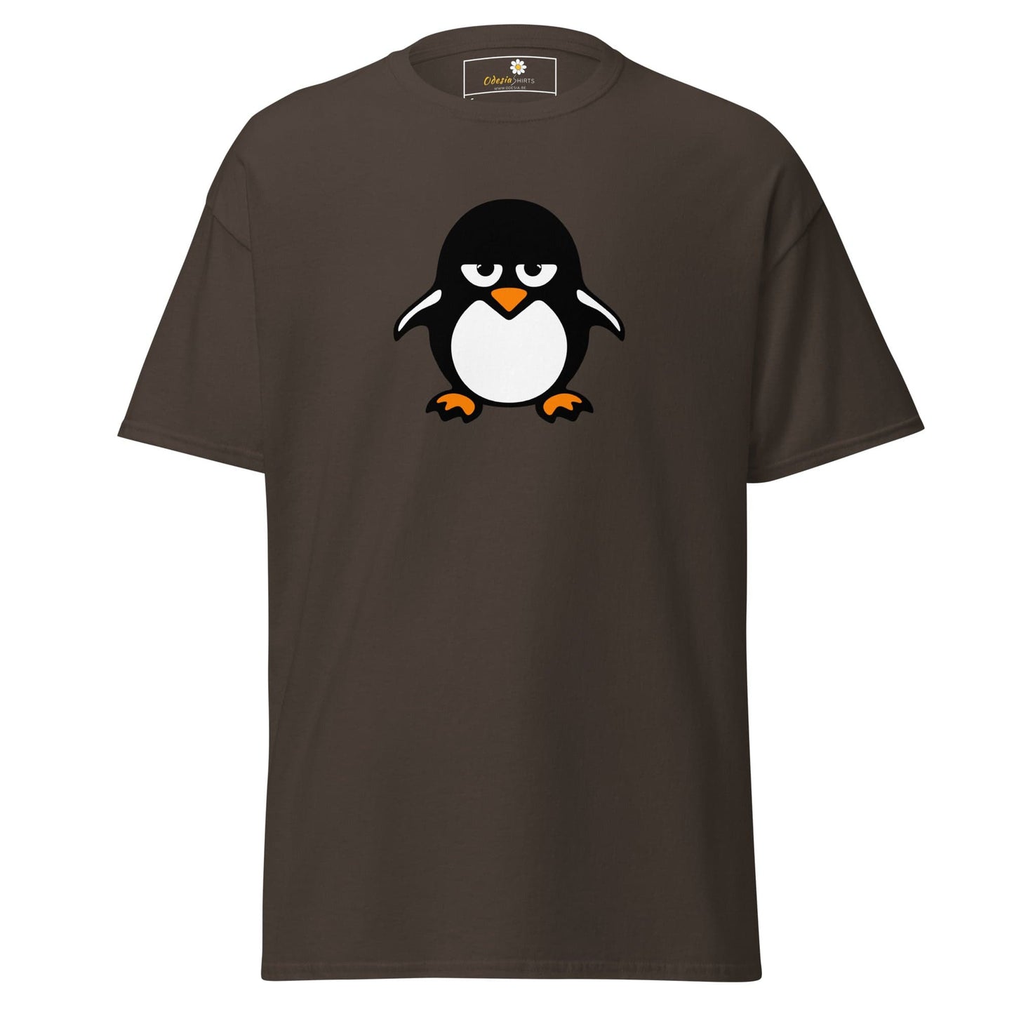 Brown T-shirt with penguin graphic from T-SHIRT DESIGN TEE for Men and Women S to XL