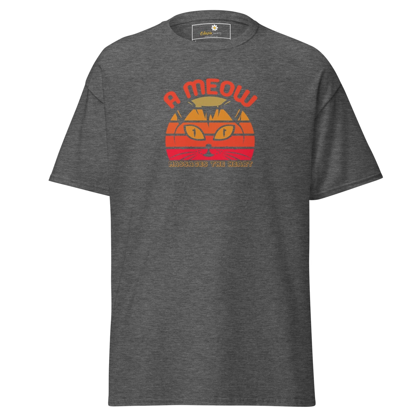 Unisex classic t-shirt - ANIMALS A CAT MASSAGES HEART - REGULAR - Dark Heather / S