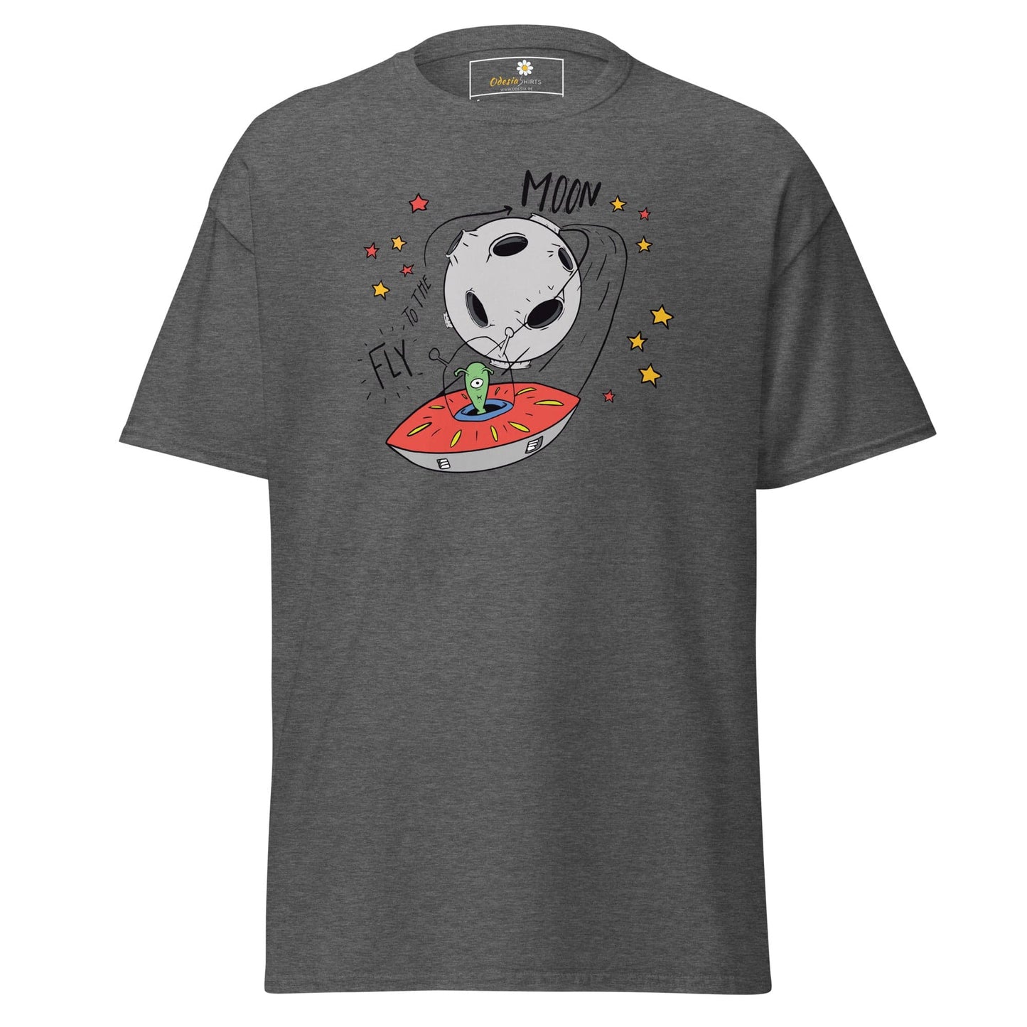 Unisex classic t-shirt - SPACE ALIEN MOON - REGULAR - Dark Heather / S
