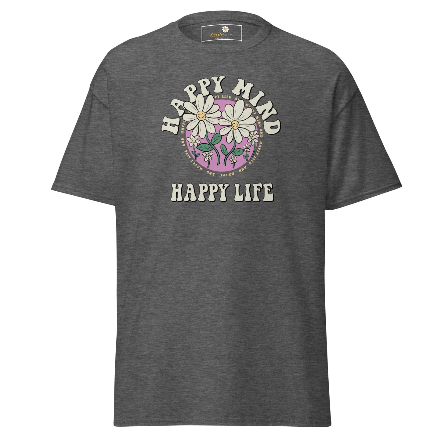 Unisex classic t-shirt - POSITIVE HAPPY MIND LIFE - REGULAR - Dark Heather / S