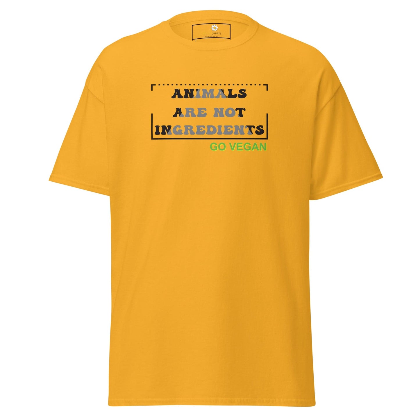 Unisex classic t-shirt - VEGAN ANIMALS NO INGREDIENTS - REGULAR - Gold / S