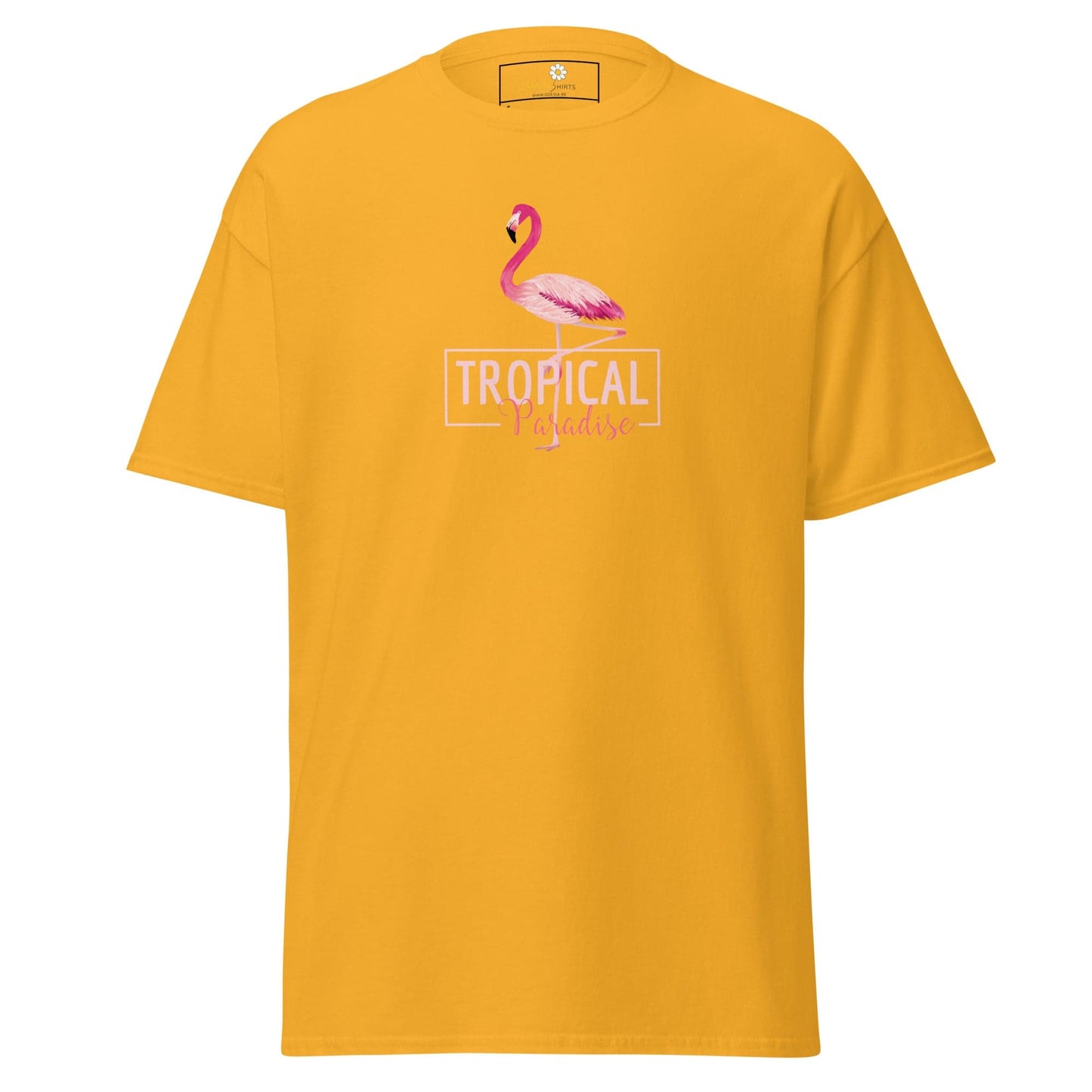 Unisex classic t-shirt - WILD LIFE PARADISE FLAMINGO - REGULAR - Gold / S