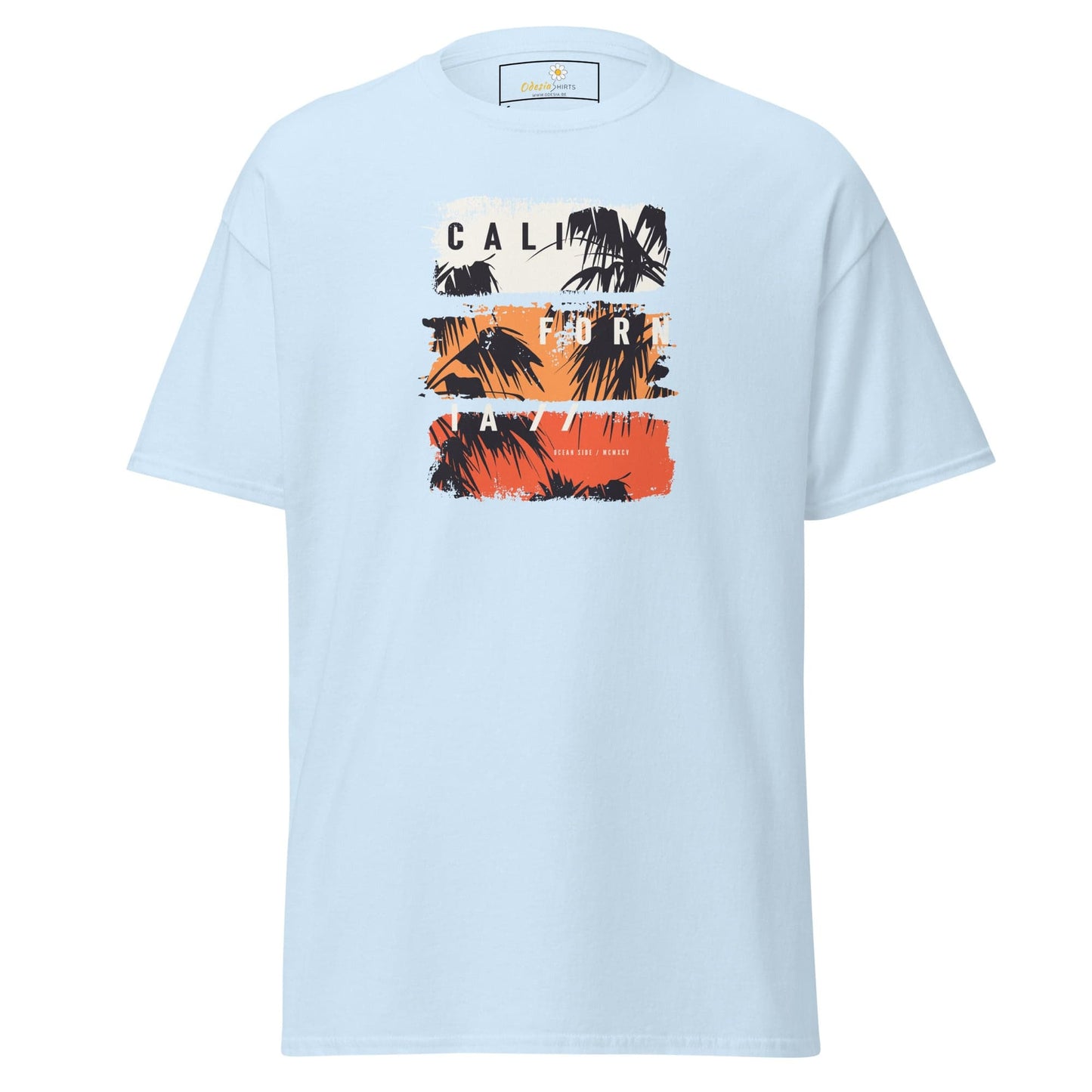 Light blue graphic T-shirt for men and women available in sizes S to XL