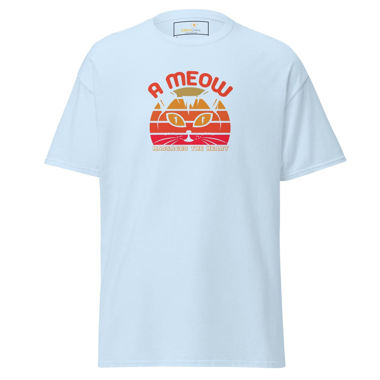 Unisex classic t-shirt - ANIMALS A CAT MASSAGES HEART - REGULAR - Light Blue / S