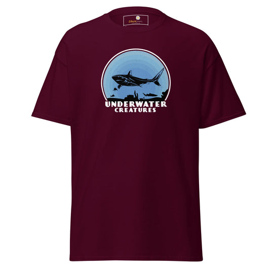 Unisex classic t-shirt - WILD LIFE SHARK UNDERWATER - REGULAR - Maroon / S