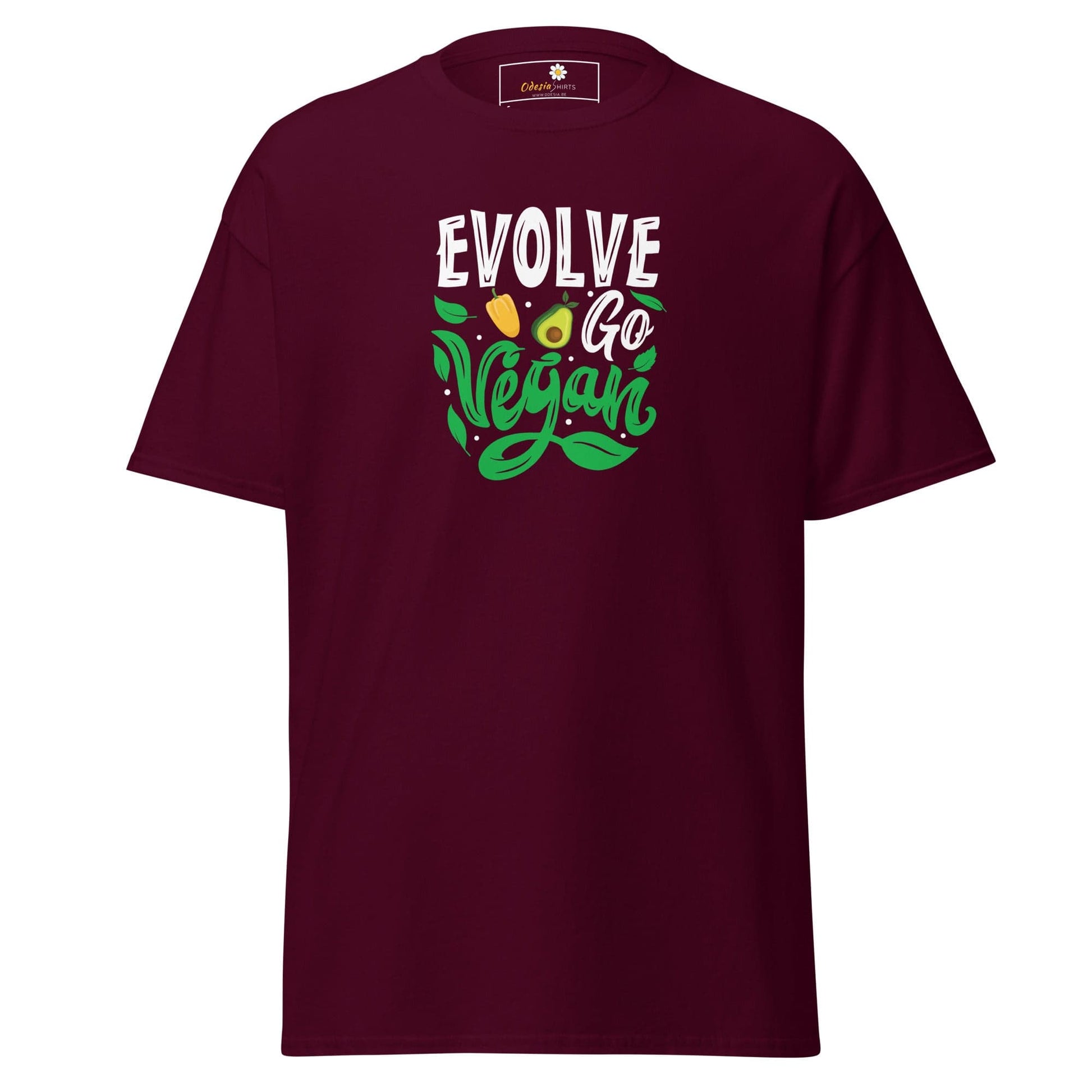 Unisex classic t-shirt - VEGAN EVOLVE GO VEGAN - REGULAR - Maroon / S