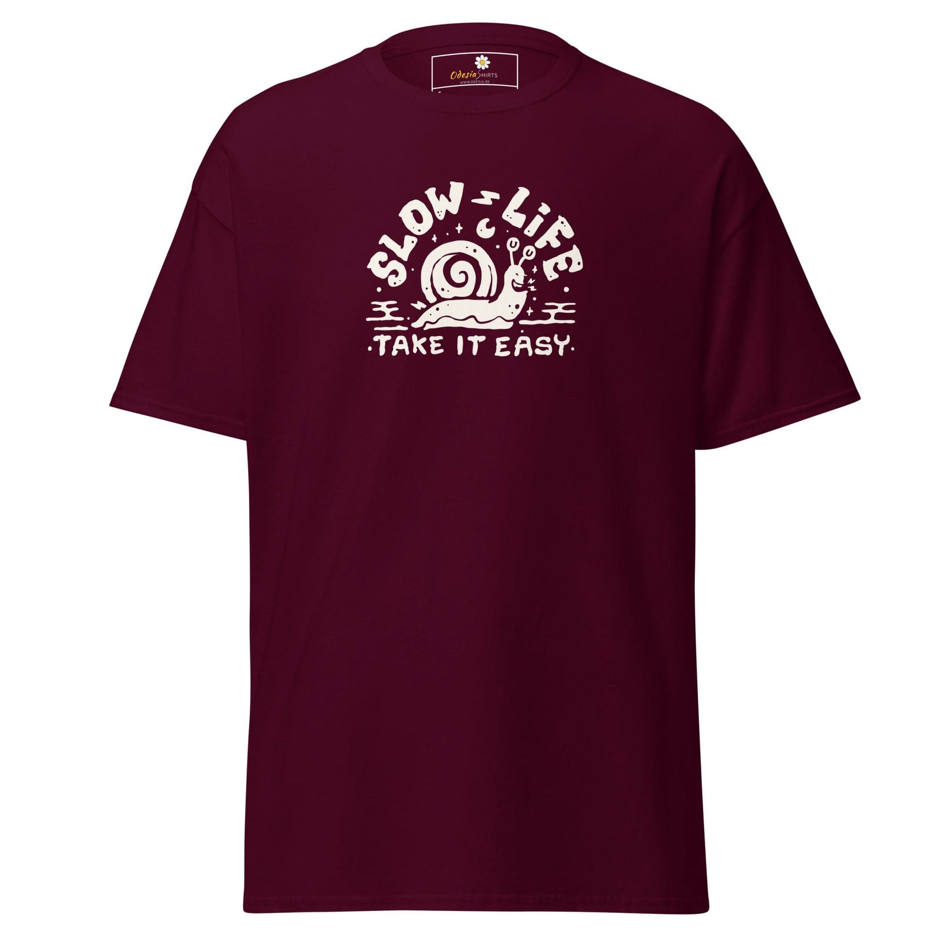 Unisex classic t-shirt - FUN SLOW LIFE EASY - REGULAR - Maroon / S
