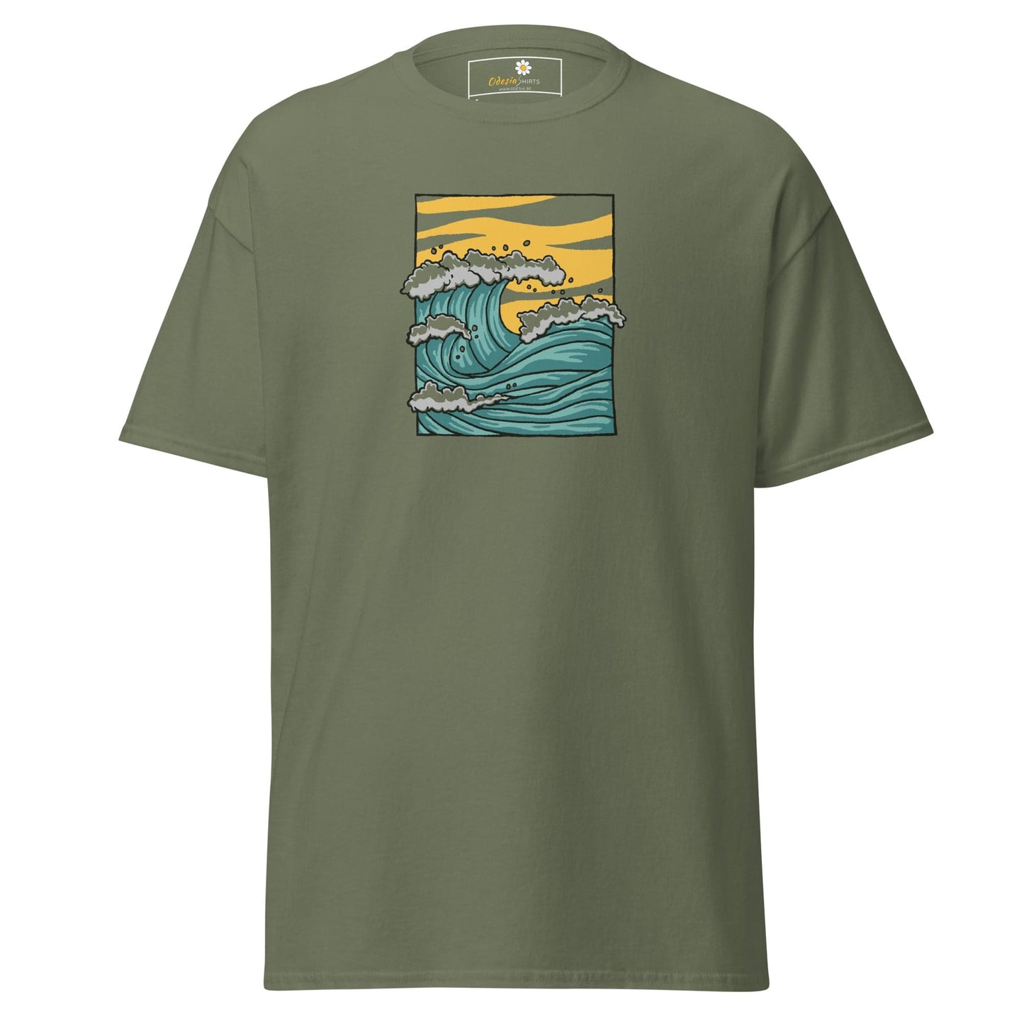 Unisex classic t-shirt - NATURE SEA WAVES - REGULAR - Military Green / S
