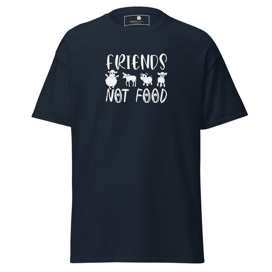 Unisex classic t-shirt - VEGAN ANIMALS FRIENDS NOT FOOD - REGULAR - Navy / S