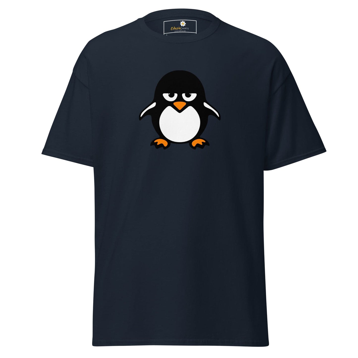 Navy T-shirt with penguin graphic from T-SHIRT DESIGN TEE for Men and Women sizes S to XL