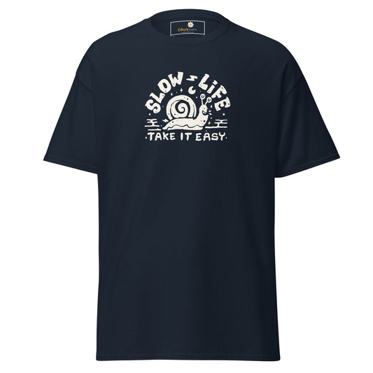 Unisex classic t-shirt - FUN SLOW LIFE EASY - REGULAR - Navy / S