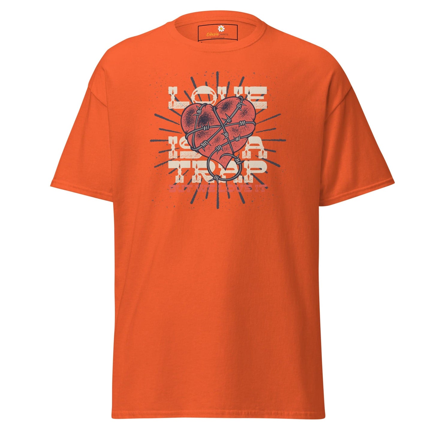 Unisex classic t-shirt - VINTAGE LOVE IS A TRAP - REGULAR - Orange / S