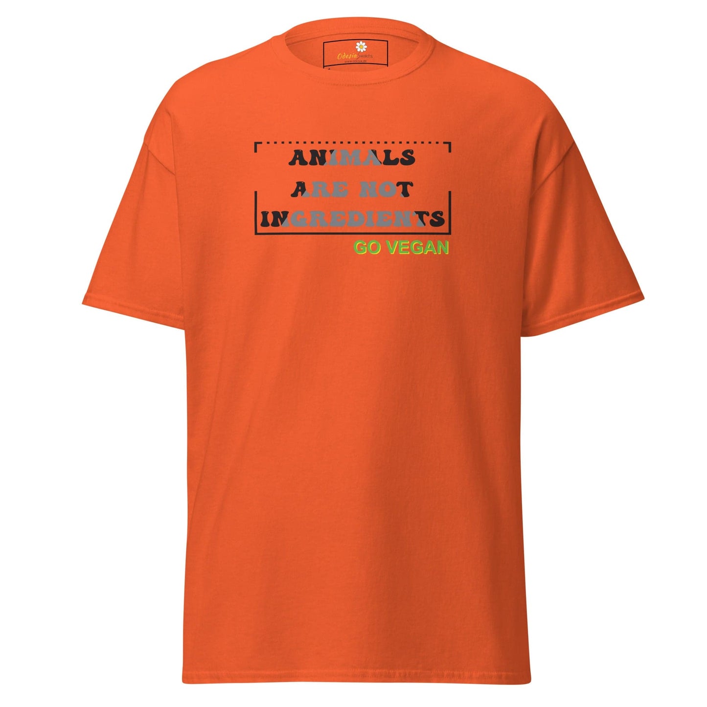 Unisex classic t-shirt - VEGAN ANIMALS NO INGREDIENTS - REGULAR - Orange / S